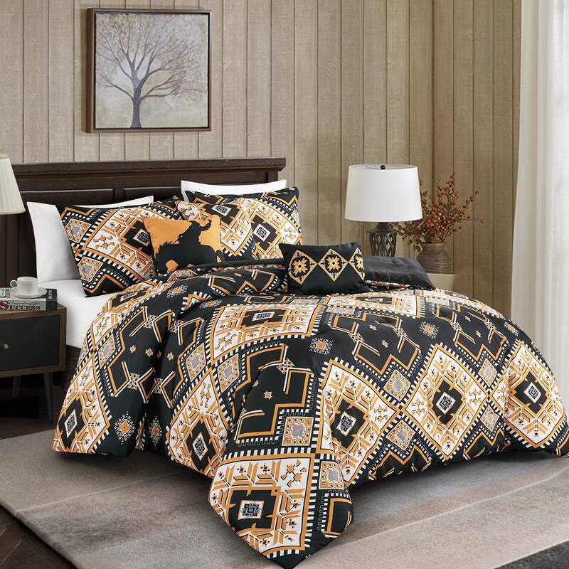 Shatex Falesyia 6 Pieces Bedding Comforter Set All-season Reversible Bed in a Bag