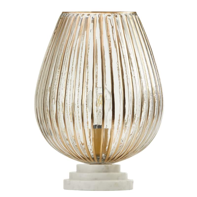 Aria River of Goods Marble and Clear Glass Urn-Shaped Shade 12.25-Inch Accent Lamp - 10.25" x 10.25" x 12.25"