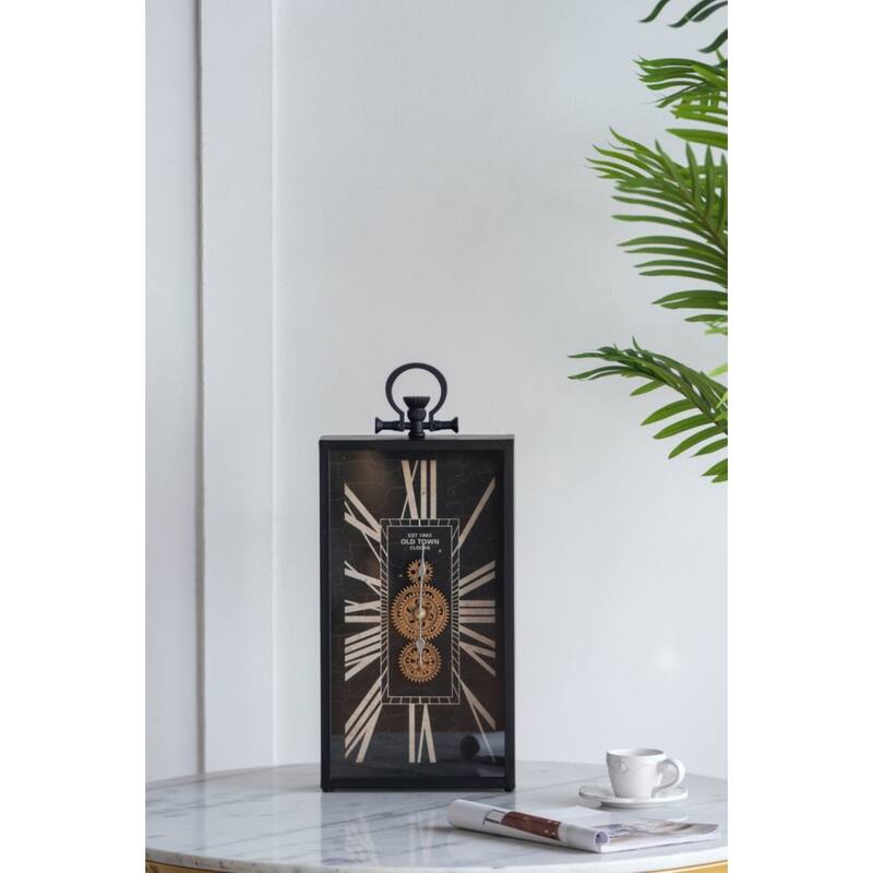 Gears Rectangular Tabletop Clock - 21" - Black