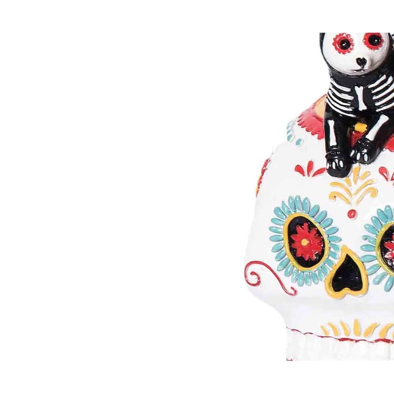 Laying Down Festive Feline Cat Sugar Skull Decorative Tabletop Table Figure Figurine