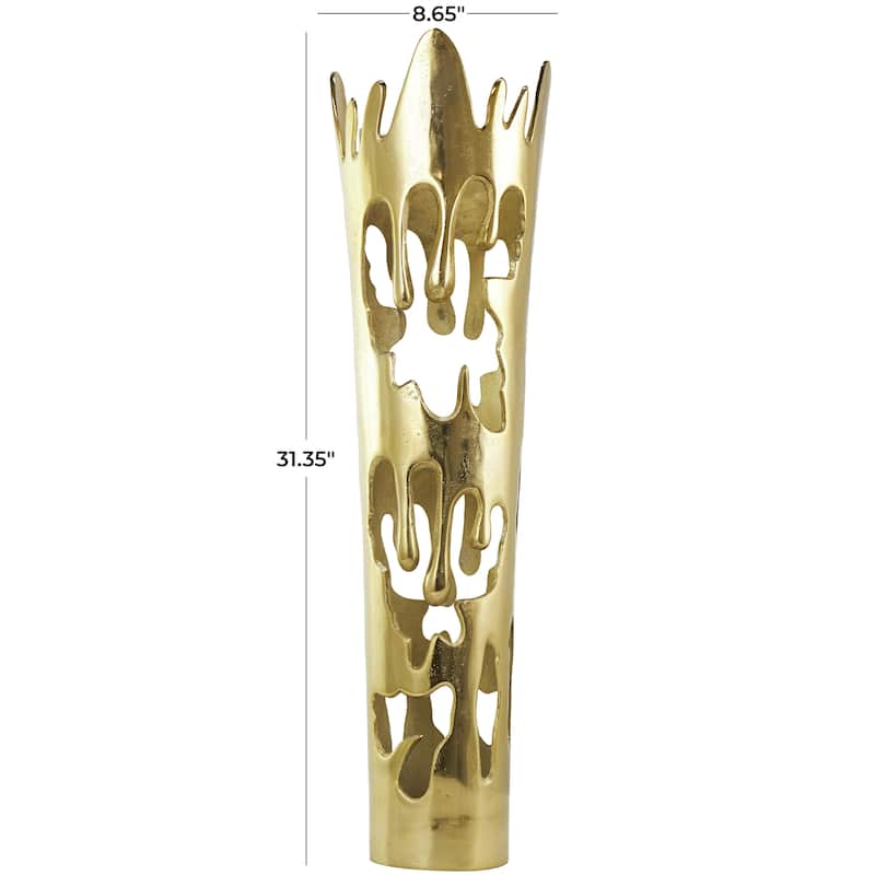 Aluminum Metal Drip Decorative Vase with Melting Designed Body - Silver, Gold or Black - Roche River Decor