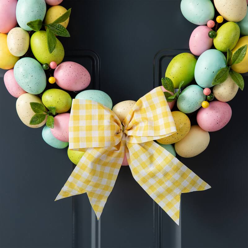 Glitzhome 18"D Easter Purple Hue Eggs Wreath for Front Door Wall Decor