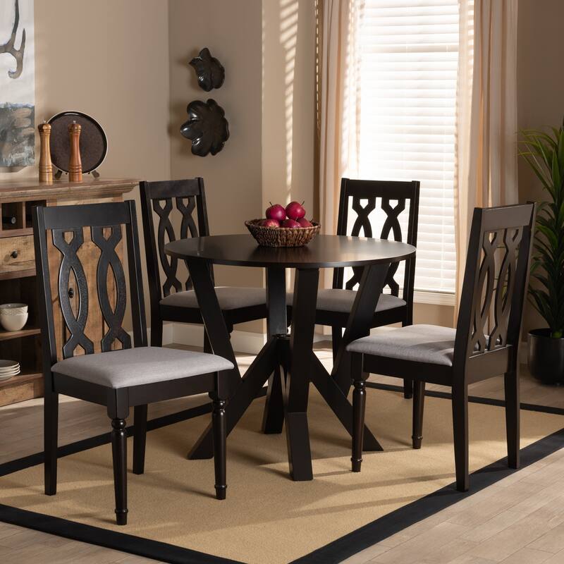 5-Piece Dining Set - Fabric Upholstered Chairs & Wood Table - Modern Style for Kitchen or Dining Room