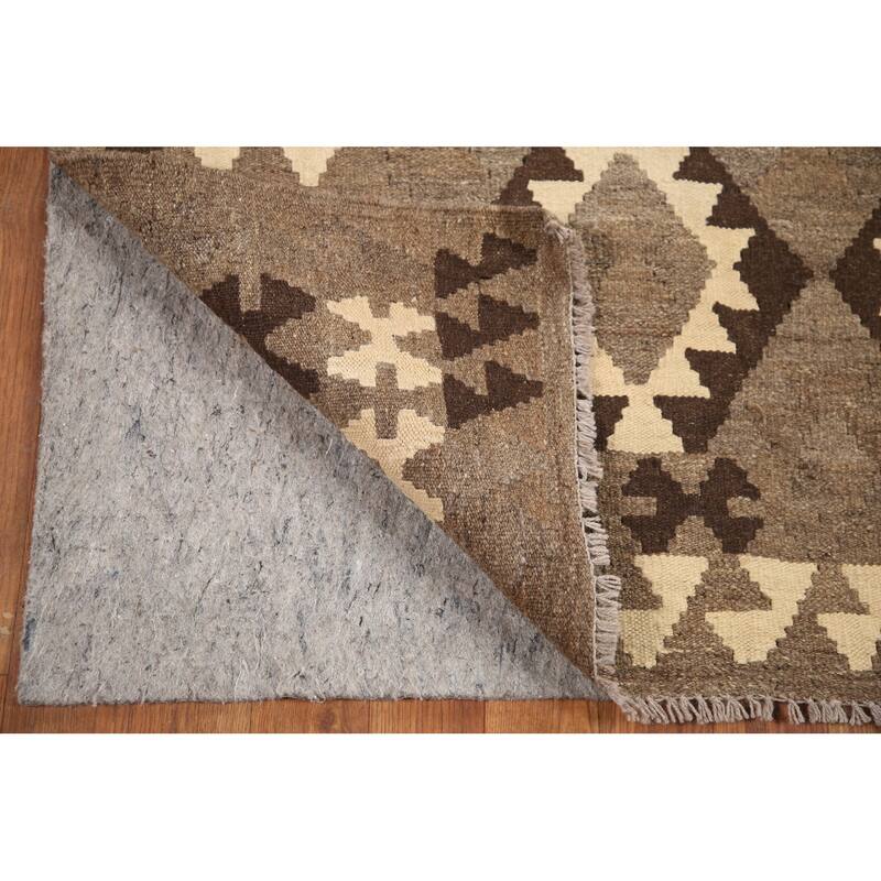 Hand Woven Oriental 100% Wool Carpet Southwestern Geometric Brown Kilim Area Rug - 6' 1'' X 4' 9''