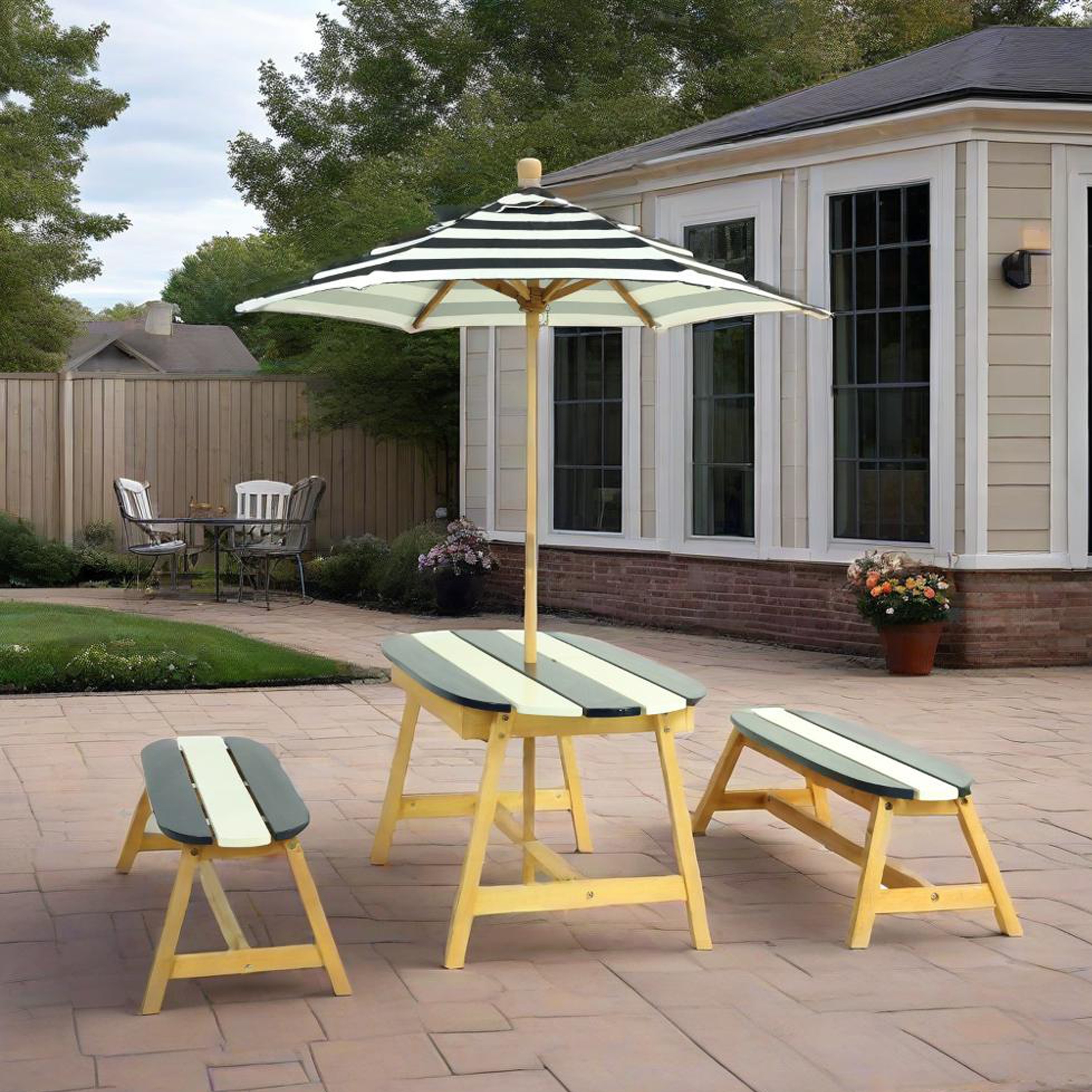 Naturally Playful Kids Picnic Table with Umbrella, Indoor/Outdoor Toys