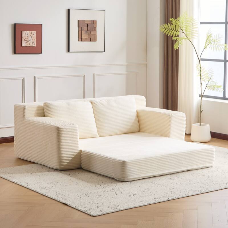 Loveseat Sofa, Comfortable Deep Seat Sofa Bed, Modern Small Corduroy Couch for Living Room Bedroom