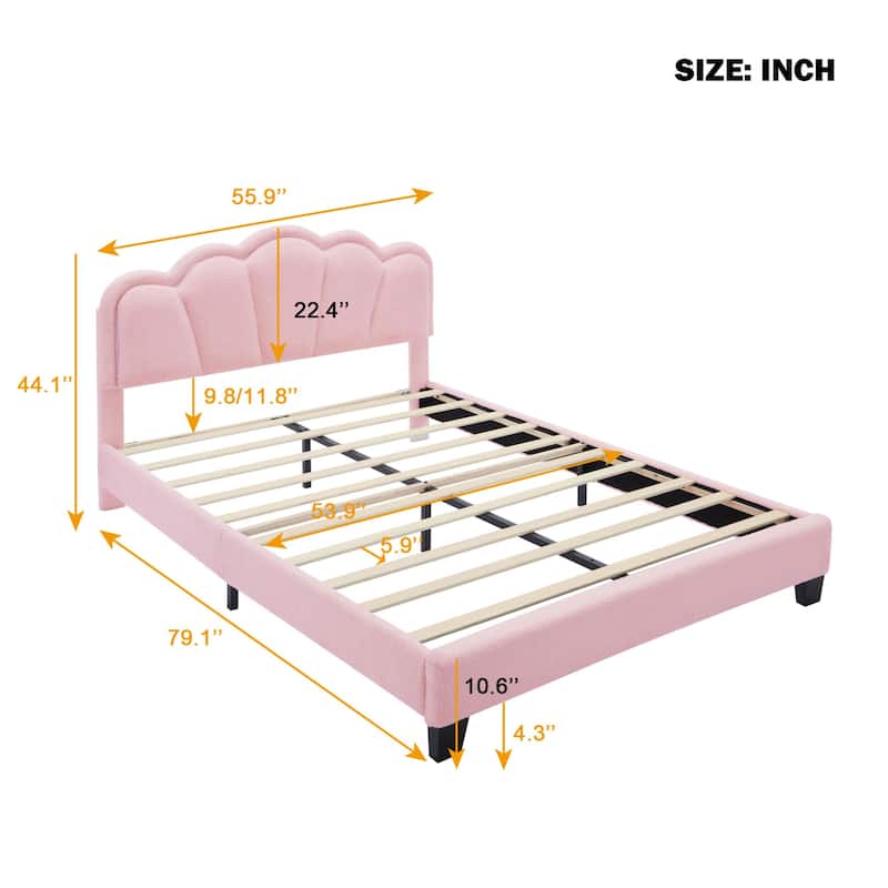 Upholstered bed with LED lights