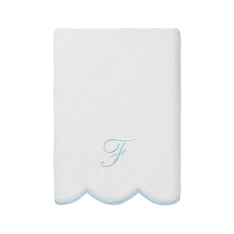 Authentic Hotel and Spa 100% Turkish Cotton Blue ADORNIA Scallop Personalized 3 Piece Towel Set - 3 Piece Set