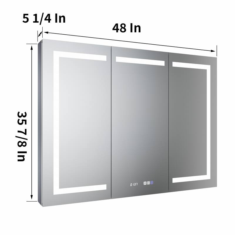 ExBrite LED Lighted Bathroom Medicine Cabinet with Mirror, Recessed or Surface