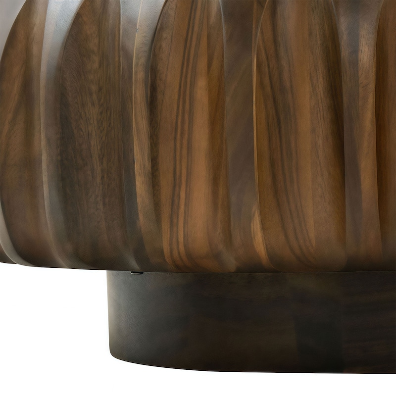 31.5" Solid Wood Coffee Table with 3D Frame & Veneer Top