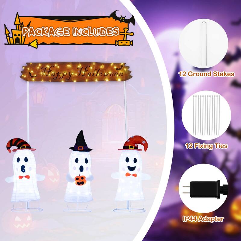 Costway 4 Pcs Halloween Decoration with Gate, Happy Halloween Sign, - As Picture Shows - See Details