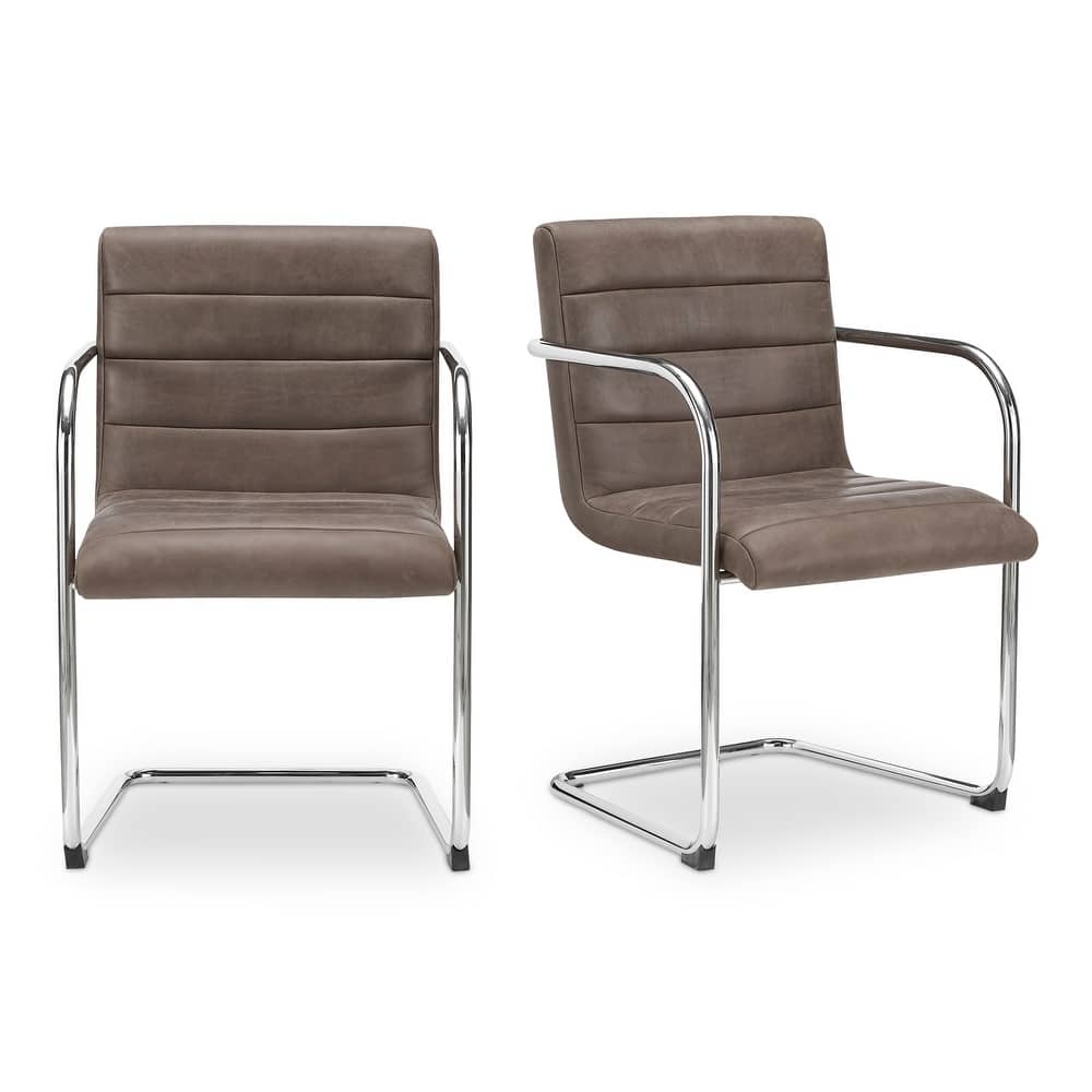 Title: NADAAL STUDIOS Cyran Dining Chair, Faux Green Upholstery, Stainless Steel Cantilever Frame - Set of 2