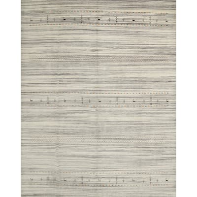 Hand Knotted Oriental 100% Wool Carpet Tribal Animal Pictorial Beige & Ivories Gabbeh Area Rug - 9' 10'' X 10' 0''