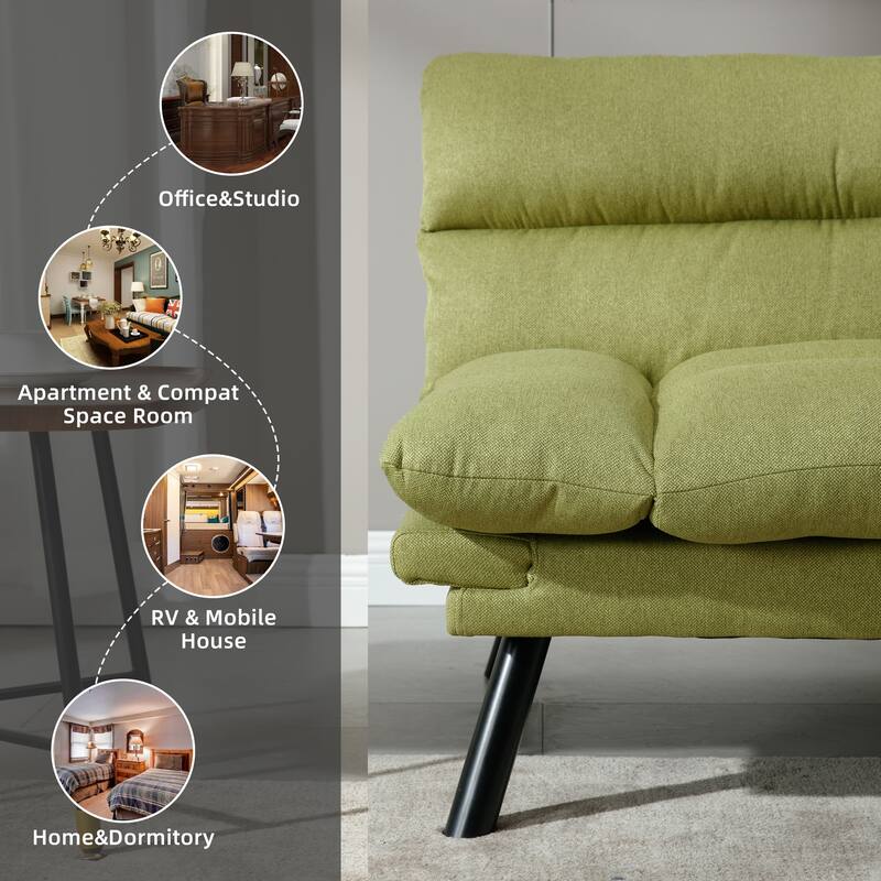 COOLMORE Linen/Microsuede/Teddy Loveseats Convertible Sleeper Sofa with metal feet
