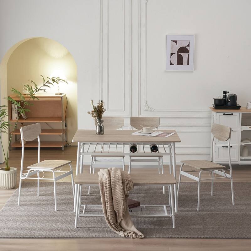 Steel Frame 6-Piece Modern Dining Set for Kitchen