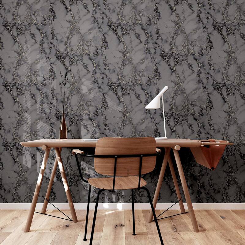 Arthouse Siward Charcoal Metallic Marble Wallpaper