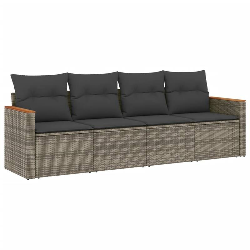 vidaXL Patio Sofa Set with Cushions Outdoor Conversation Furniture Poly Rattan