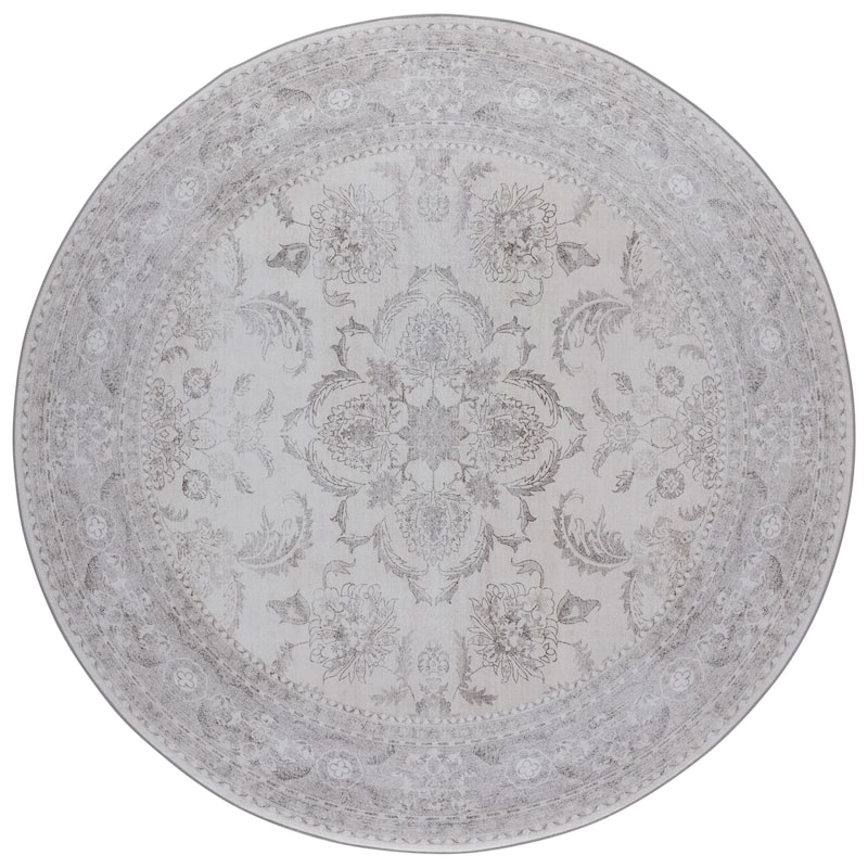 SAFAVIEH Tucson Batya Machine Washable & Slip Resistant Rug - 6' Round - Beige
