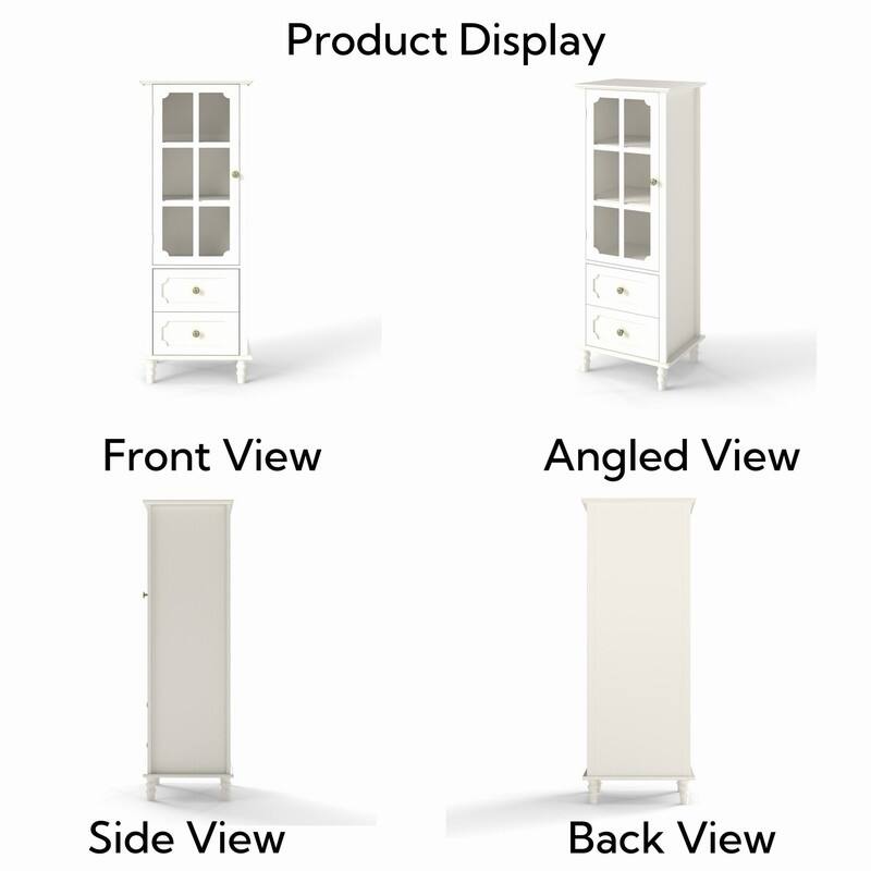 Modern 52.36" Wooden Buffet Cabinet with Glass Doors and Double Drawer for Living room, Dining Room Hallway Entryway