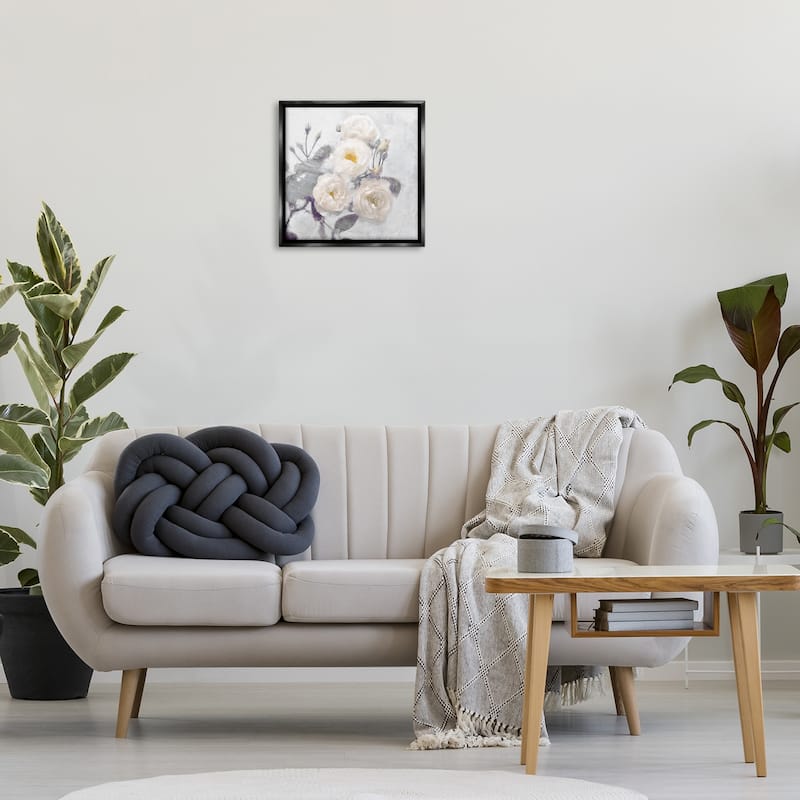 Stupell Bundle of White Blooms Framed Floater Canvas Wall Art Design By Emily Ford