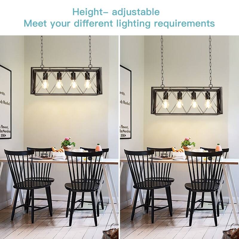 Depuley Industrial Metal Rectangle Kitchen Island Chandelier Black