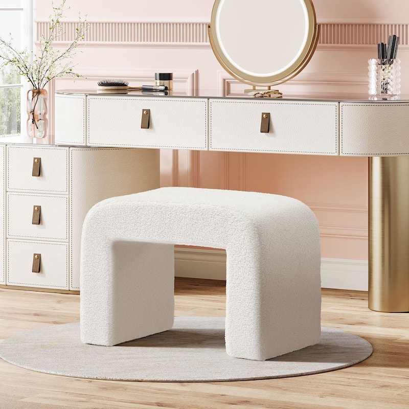 Modern Vanity Stool, Upholstered Ottoman, Arched Footstool, Sofa Footrest