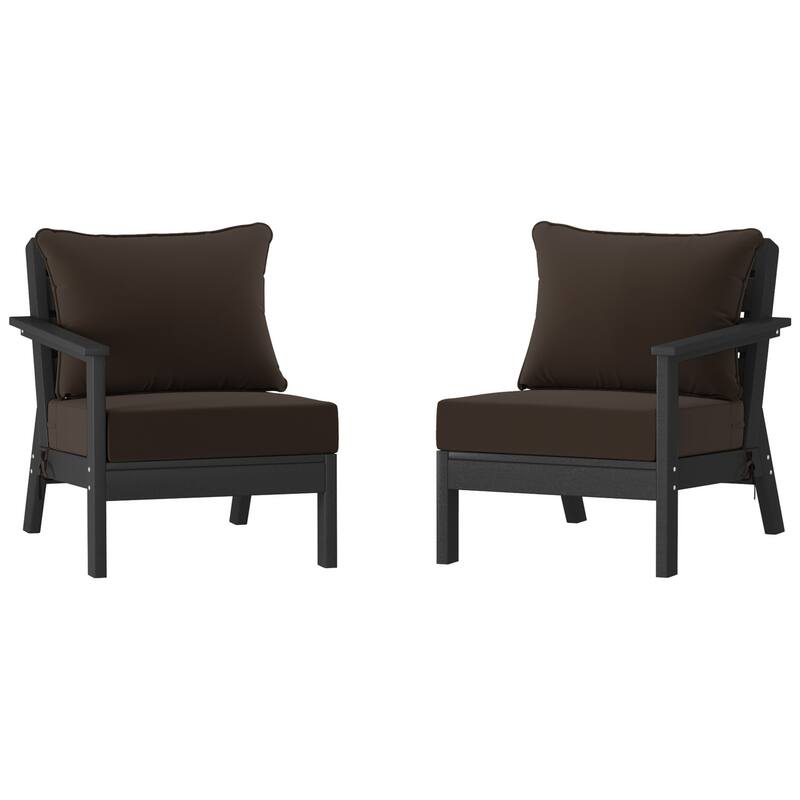 Polytrends Birchwood All Weather HDPE Outdoor Patio Deep Seating Black Loveseat (2-Piece)