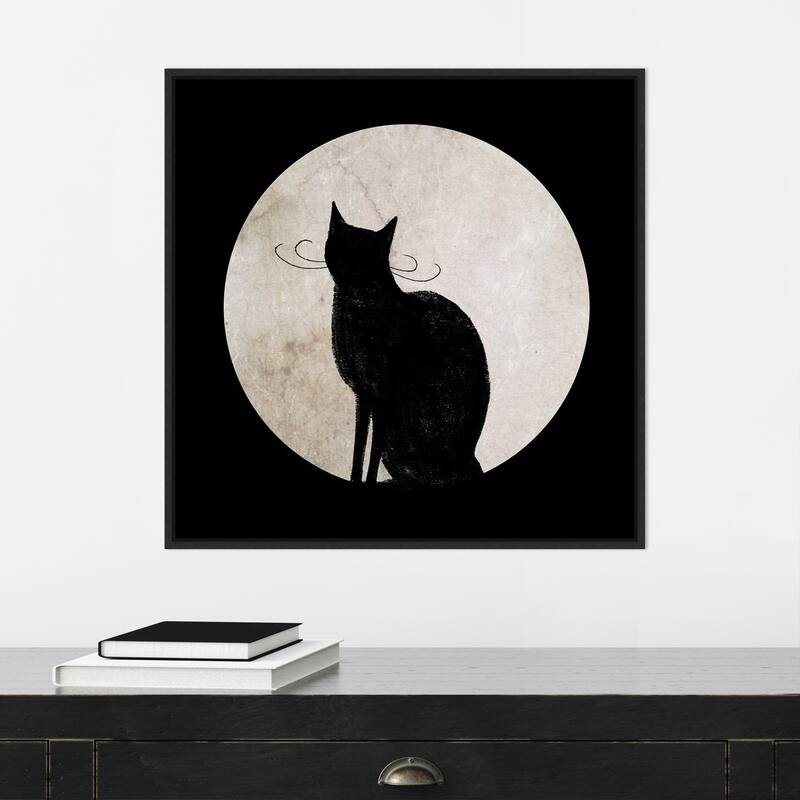 Mystic Moon I Cat by Victoria Borges Canvas Art Framed - Sylvie Black