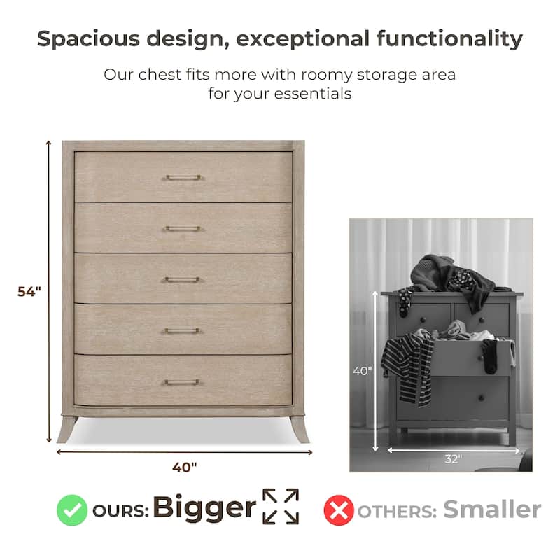 Furniture of America Kian Modern Natural Oak Solid Wood 5-Drawer Storage Chest