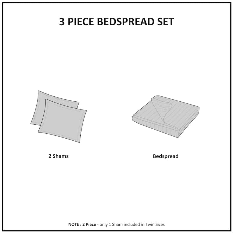 Madison Park Mansfield Reversible Oversized 3-piece Solid Texture Bedspread Quilt Set with Matching Shams