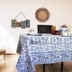 preview thumbnail 4 of 21, Block Print Cotton Flowering Vine Tablecloth Collection 60 x 90 in