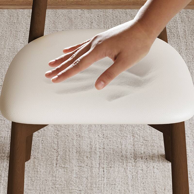 Roomfitters Set of 2 Modern Dining Chairs, Ergonomic Armless Kitchen Chairs with Curved Backrest and Leather Cushions