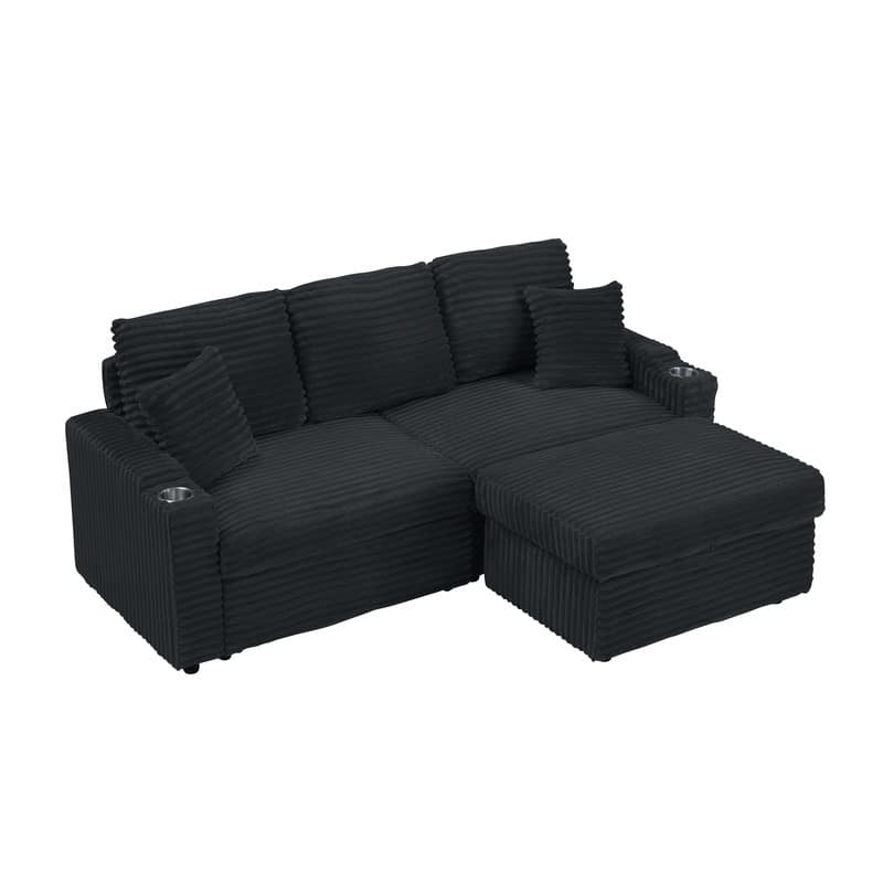 80" Cordylona Sofa, Cup Holder, Ottoman Storage