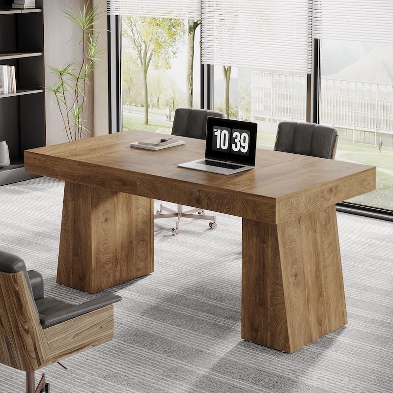55 Inches Executive Desk, Home Office Desk, Wood Computer Desk