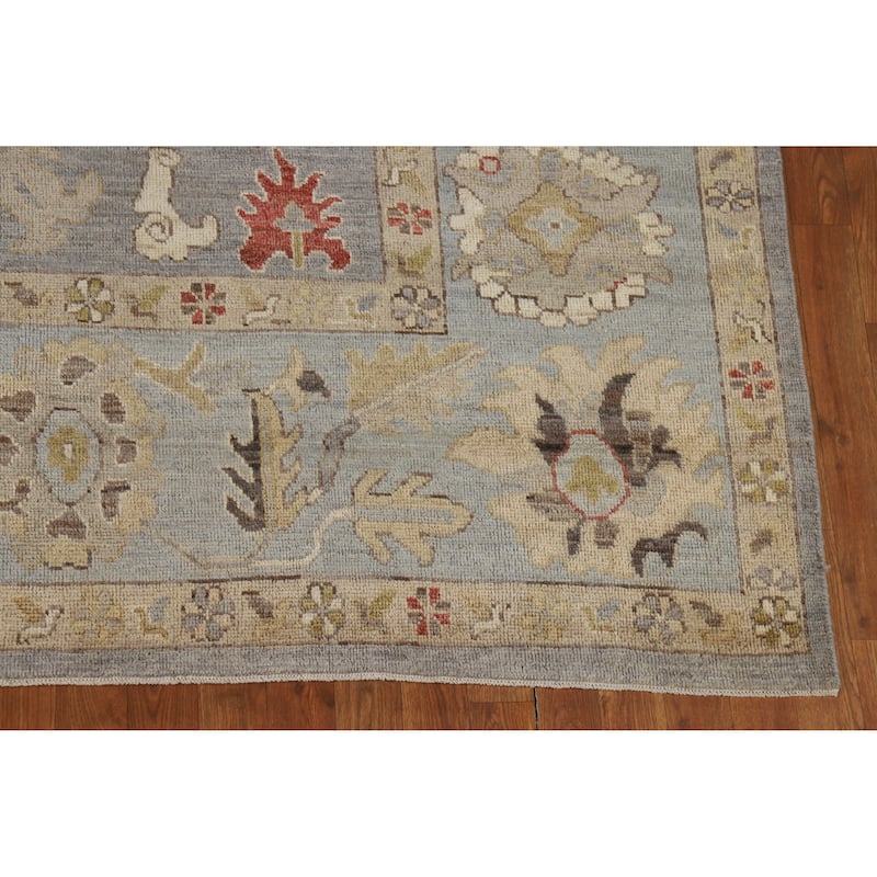Hand Knotted Oriental 100% Wool Carpet Transitional All-Over Greys & Charcoal Oushak Area Rug - 10' 5'' X 8' 3''