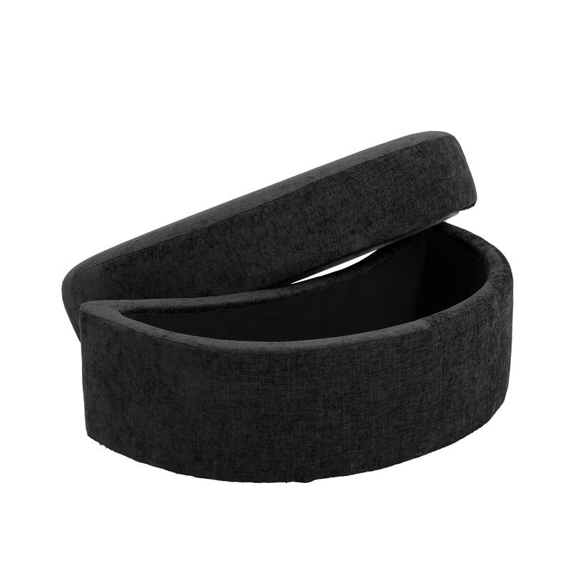 Moon Chenille Upholstered Storage Ottoman