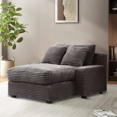 Modern Stylish Corduroy Fabric Upholstered Chaise Lounge Chair