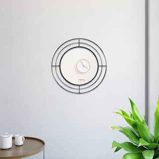 Tarry Round Decorative Black Metal Mirror