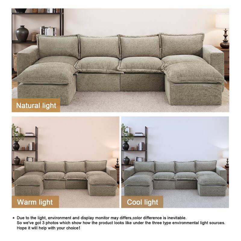 147.9'' W U-Shaped Modular Sectional Sofa Comfy Cloud Couch Chenille Sofa