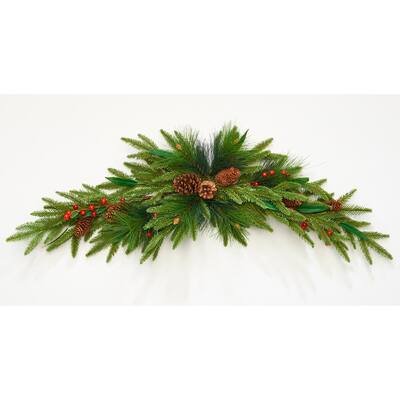 42" Spruce Pine Cone Berry Swag - Multicolor