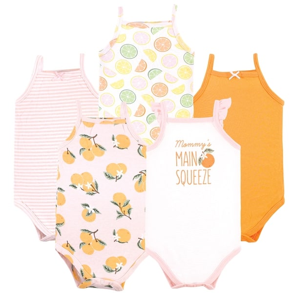 slide 1 of 1, Hudson Baby Infant Girl Cotton Bodysuits, Citrus Orange 0-3 Months - Citrus Orange