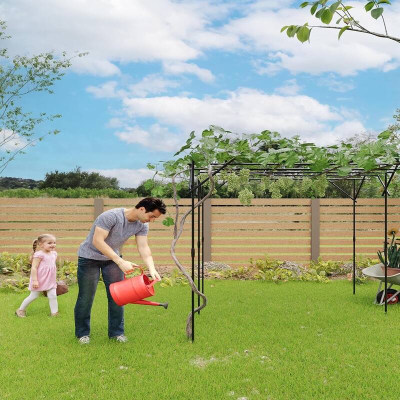 6.62 ft Metal Garden Arch Trellis - Powder-Coated Outdoor Arbor for Climbing Plants Weddings and Patio Decor Easy to Assemble