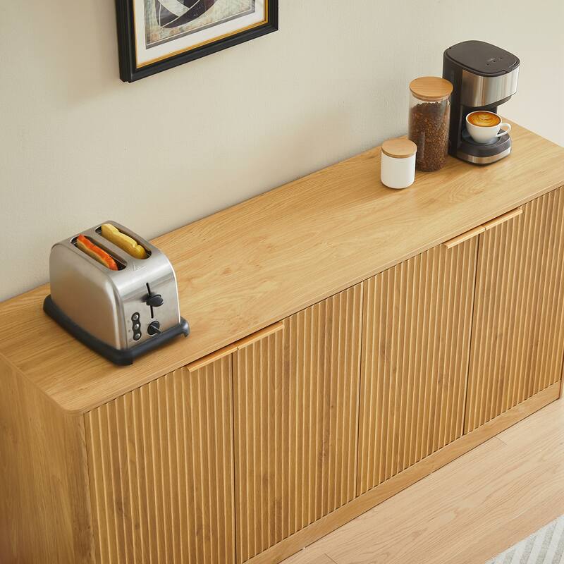 Modern Wavy Sideboard, Curved Contour Design Storage Cabinet