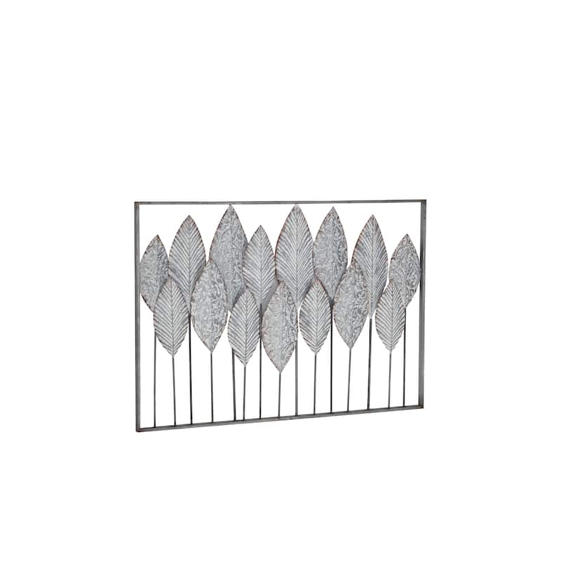 Contemporary Metal Tall Cut-Out Leaf Wall Decor with Intricate Laser Cut Designs - Bronze, Gray, Brass