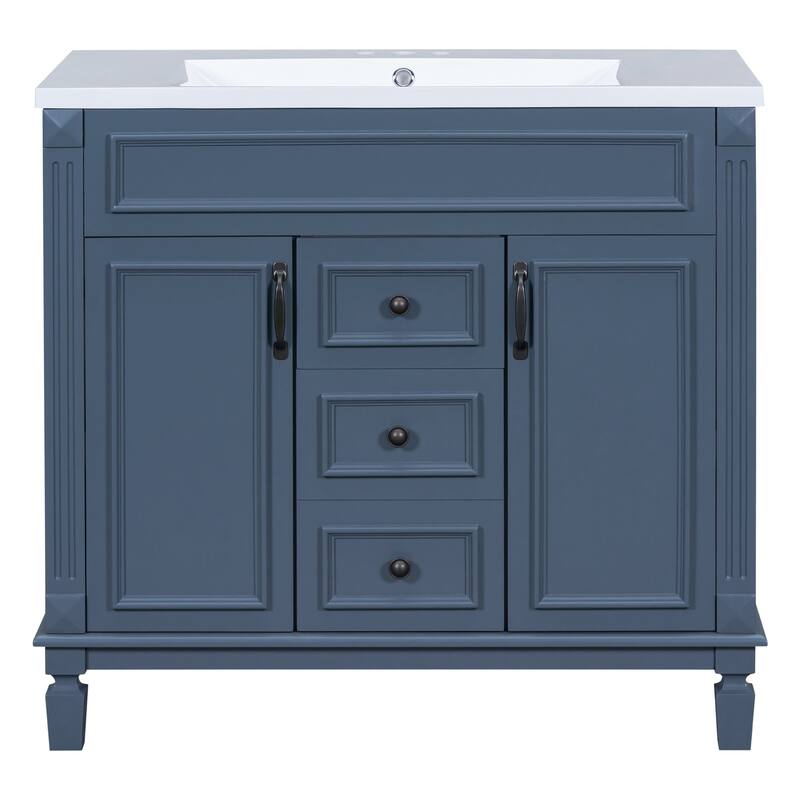 36'' Freestanding Bathroom Vanity with Integrated Ceramic Sink and Drawers