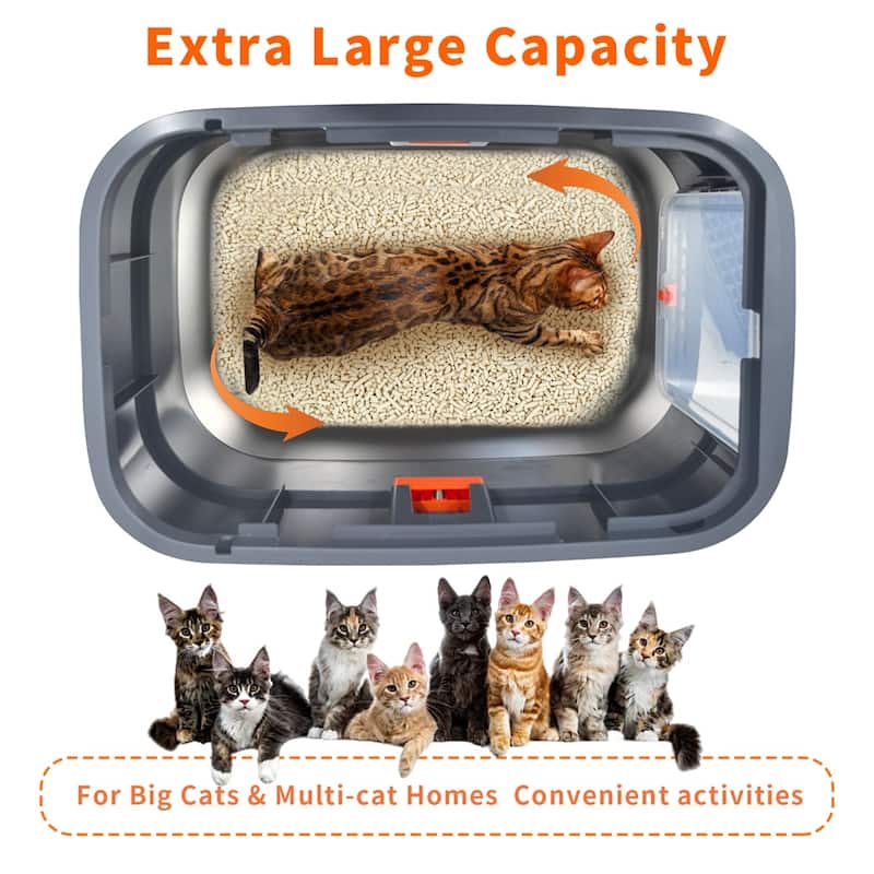 Full Enclosed Stainless Steel Cat Litter Box with Lid