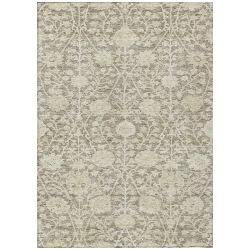 Machine Washable Indoor/ Outdoor Traditional Kashan Chantille Rug