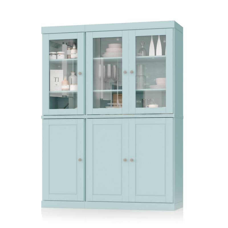Palace Imports 100% Solid Wood Pantry China Cabinet, Raised Panel & Clear Glass Doors, 48.5" Wide, 71.5" Tall - 48.5" x 71.5"