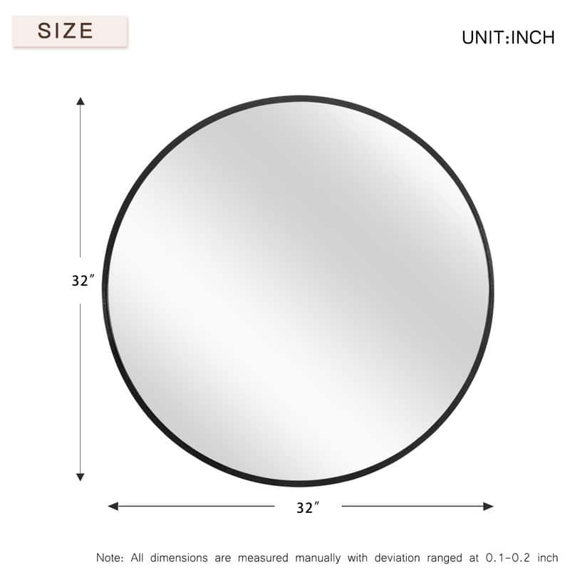 Classic Round Accent Bathroom Mirror Metal Frame Hanging Wall Mounted Circle Mirror for Wall Decor Vanity Entryway Living Room