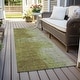 preview thumbnail 35 of 50, Machine Washable Indoor/ Outdoor Abstract Ombre Chantille Rug Olive - 2'3" x 7'6"